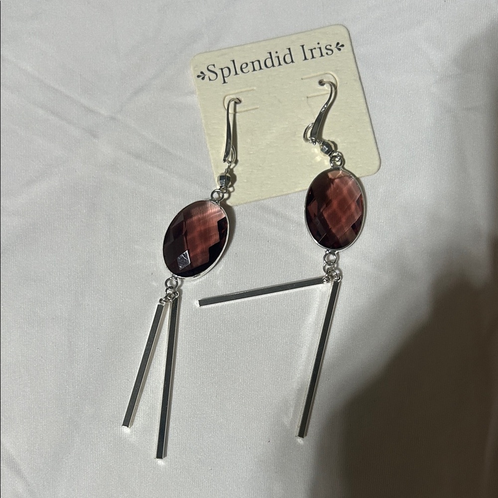 Splendid Iris Purple and Silver Dangle Earrings